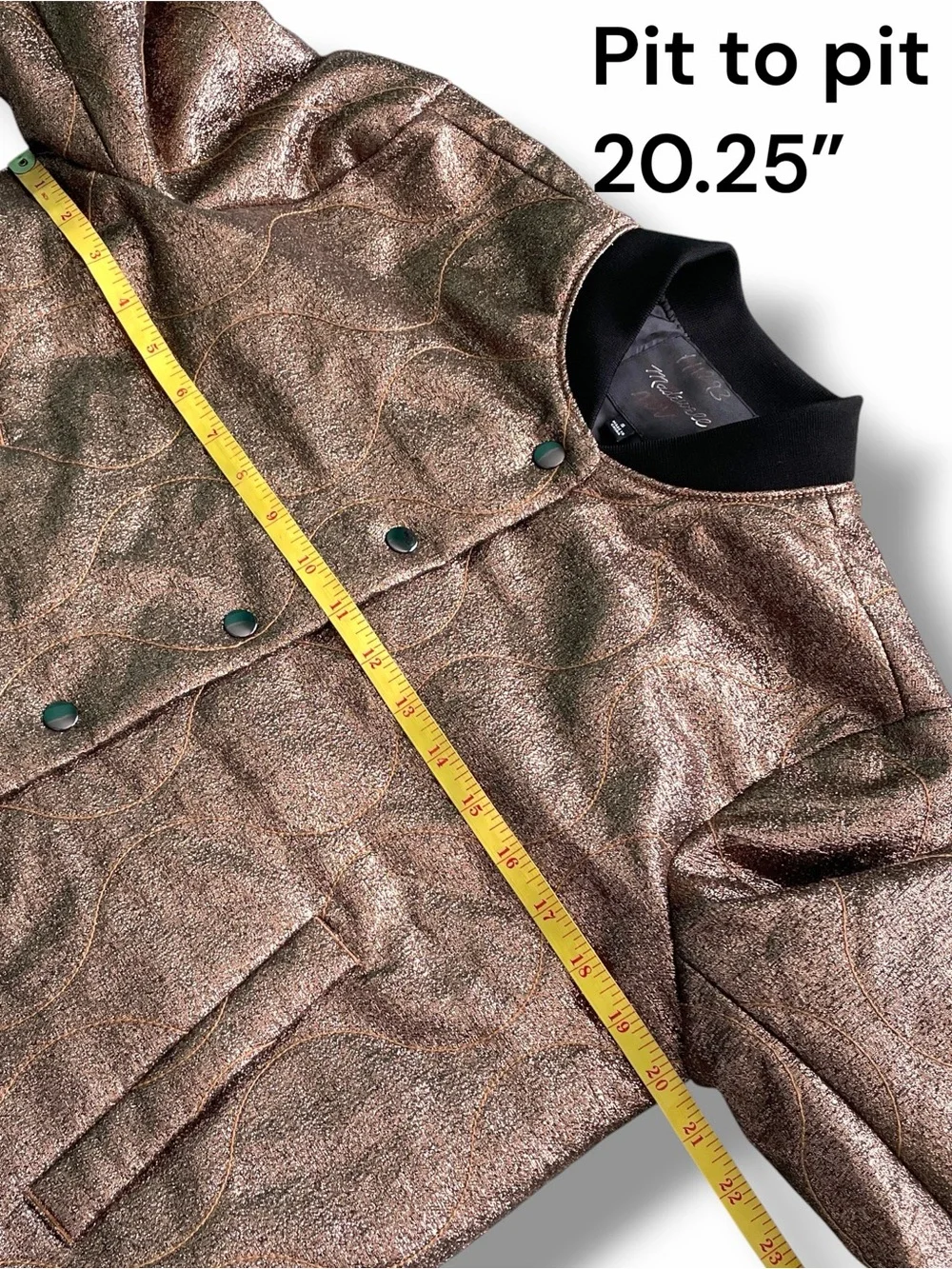 Madewell Metallic Gold Quilted Military Bomber Jacket H1293 Rare Sample Small